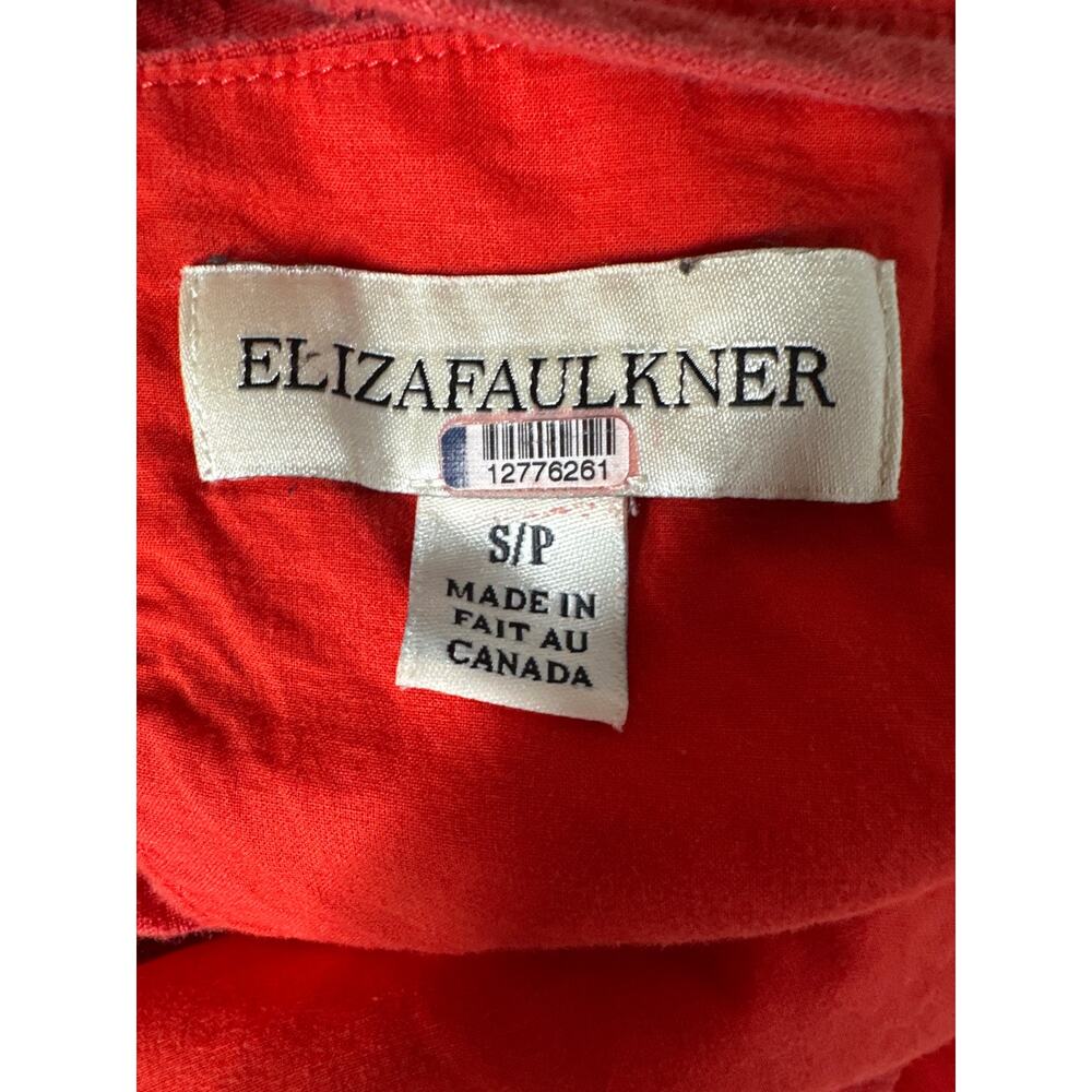 Eliza Faulkner Tessa Dress Linen Sleeveless Ruffle Open Back Midi A-Line Red S - Picture 5 of 9
